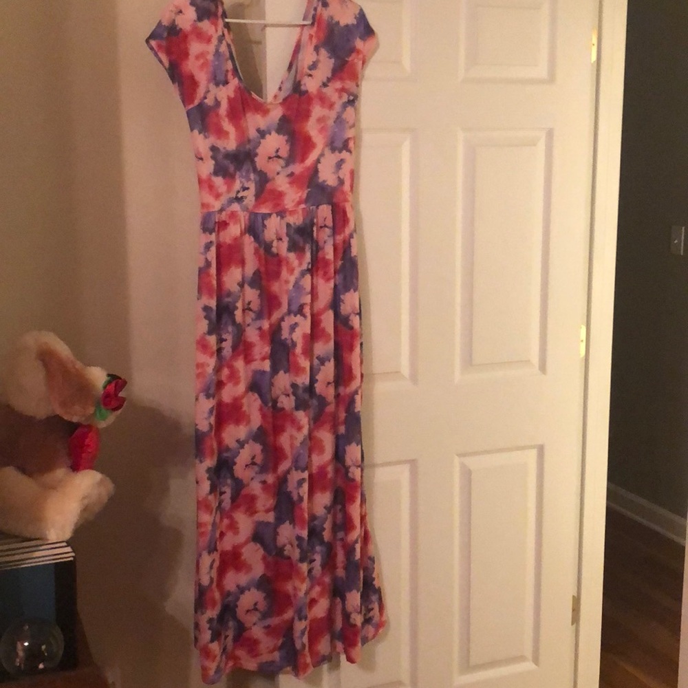 Tyedye maxi dress with criss cross back